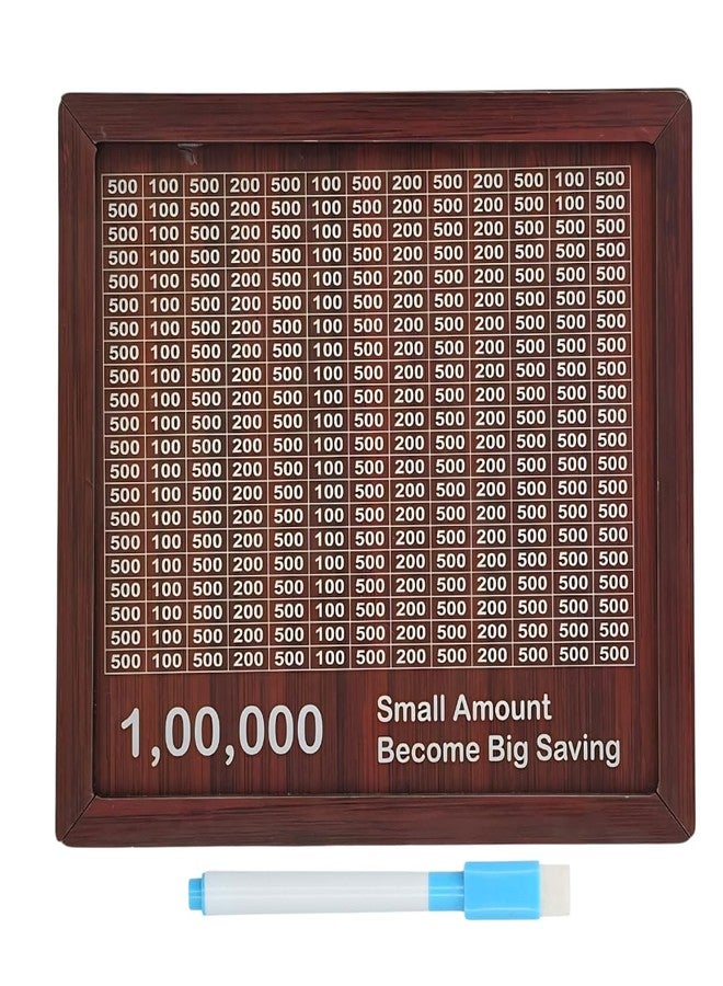 APPSTER 8x7 Inch Jumbo Wooden Piggy Money Bank for Kids & Adults | Carved Design, Mini Bank, Donation Box, Smart Money Coin Box with Numbers Savings Box 100000 Rupees (Brown) - Image 1